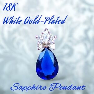 18K White Gold-Plated Sapphire CZ Cluster Pendant